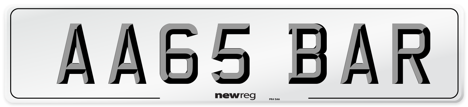 AA65 BAR Number Plate from New Reg
